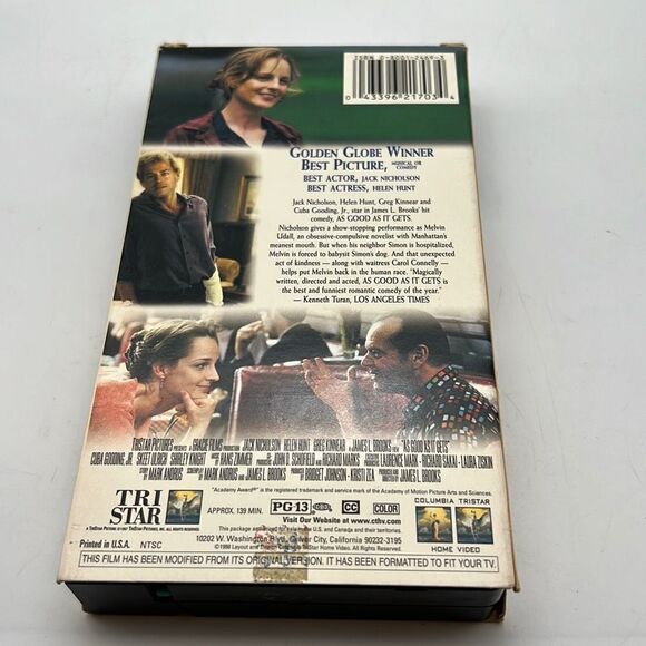 As Good as it Gets VHS tape Jack Nicholson Oscar Winner Academy Award - Picture 2 of 3